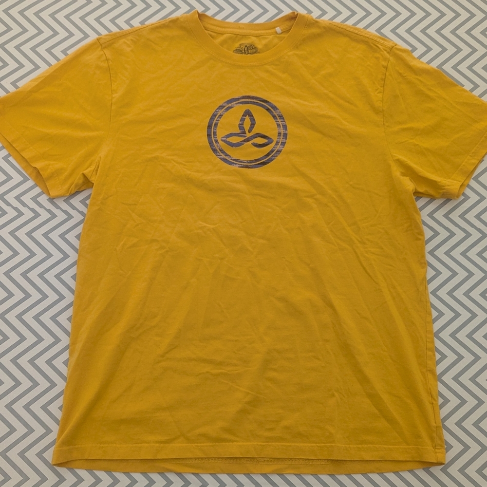 Prana Logo Graphic T Shirt Yellow Size XL